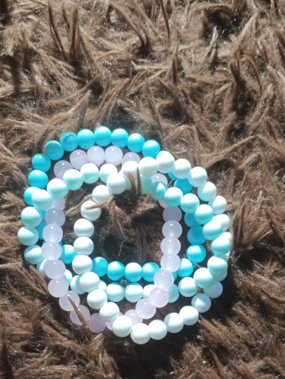 Beaded Stretch Bracelet Set in Turquoise, Light Blue, and Lavender